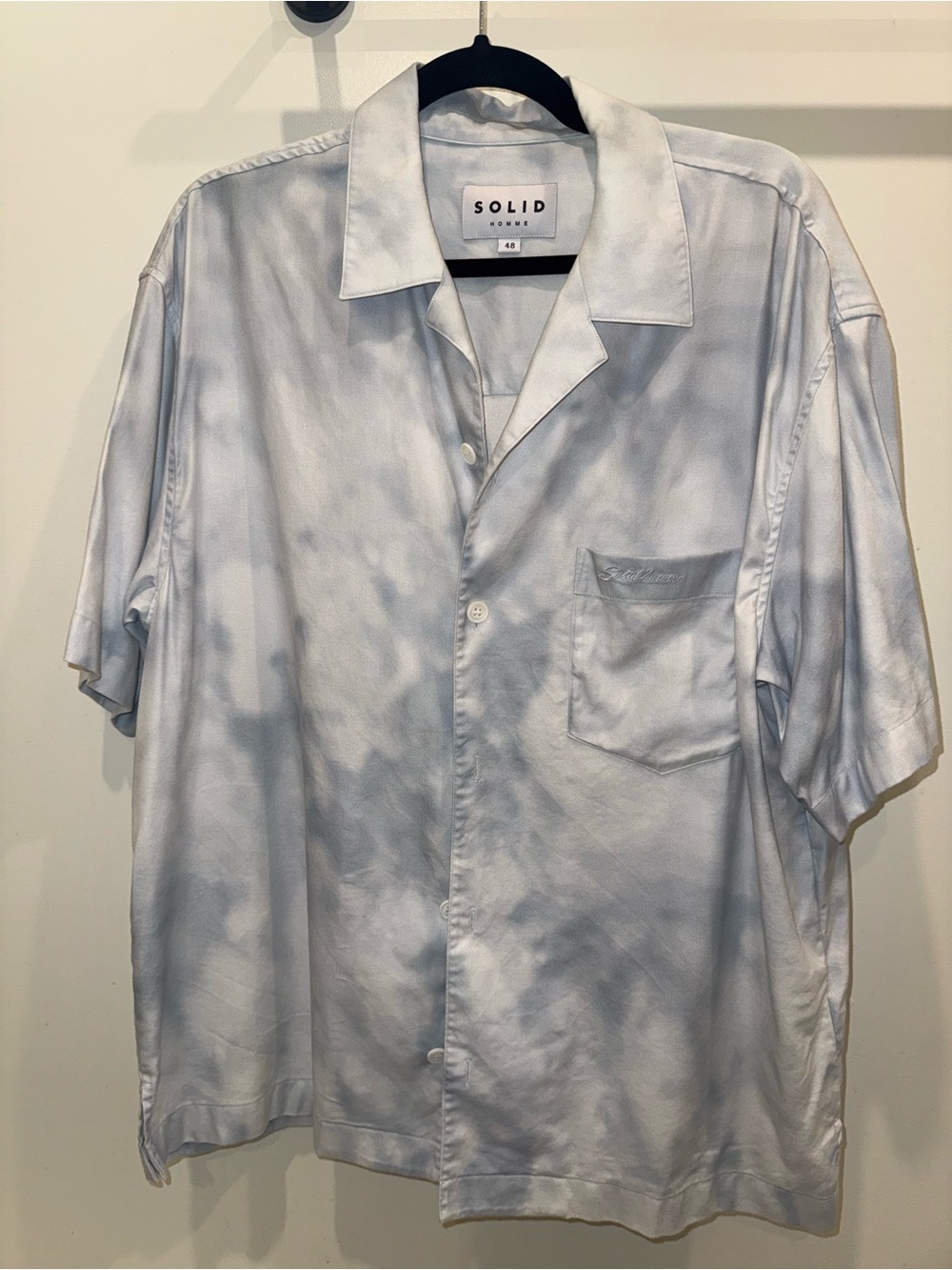 Solid Homme Men’s Blue Pocket Clouds Shirt Size M / 48 IT